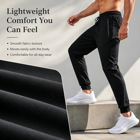 Men's Sweatpants with Zipper Pockets, Athletic Traning Track Pants Lightweight Quick Dry Gym Running Workout Joggers in Kuwait