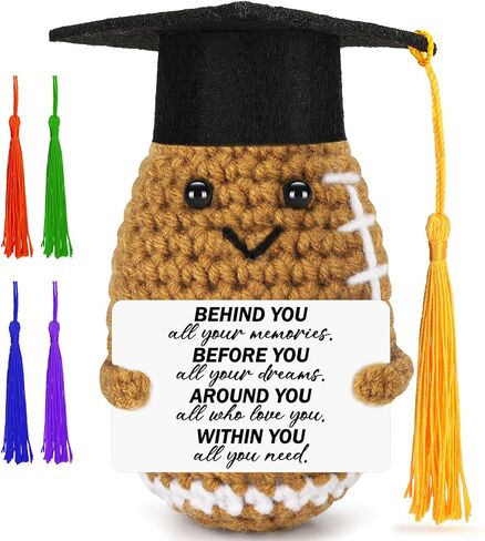 BiuNiuring 2026 Graduation Gifts for College, Funny Handmade Crochet Football Class of 2026 Grad Gifts for Him Her Daughter Son, Perfect Graduation Decorations for High Middle School 5th Grade in Saudi Arabia