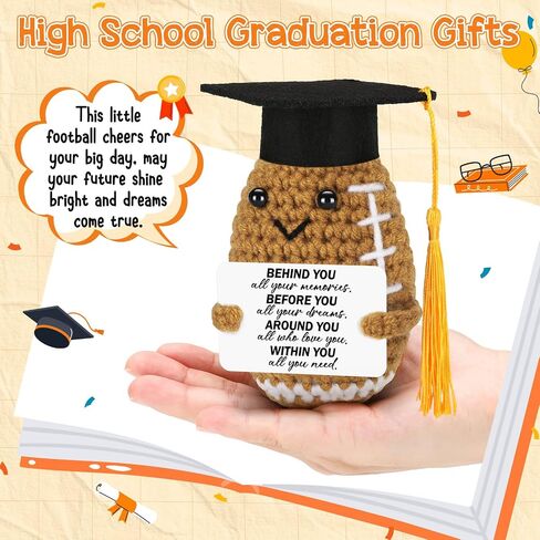 BiuNiuring 2026 Graduation Gifts for College, Funny Handmade Crochet Football Class of 2026 Grad Gifts for Him Her Daughter Son, Perfect Graduation Decorations for High Middle School 5th Grade in Saudi Arabia