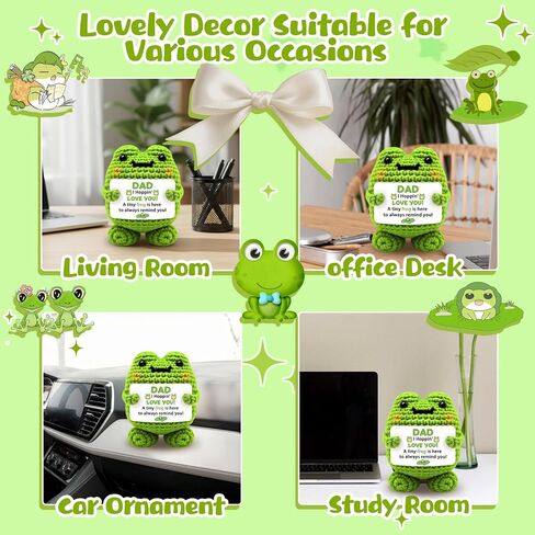 Fathers Day Dad Gifts,Handmade Crochet Frog Figurine, Cute Frog Decor with I Hoppin' Love You Card, Birthday Keepsake Gift for Dad from Daughter Son in Saudi Arabia