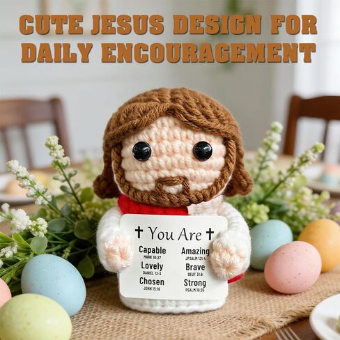 Positive Crochet Jesus, Emotional Support Christian Gifts for Women Men, First Communion Confirmation Gifts for Boys Girls, Stocking Stuffers for Teens in Saudi Arabia