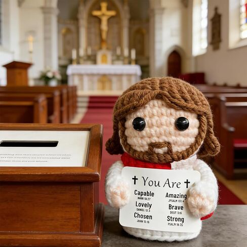 Positive Crochet Jesus, Emotional Support Christian Gifts for Women Men, First Communion Confirmation Gifts for Boys Girls, Stocking Stuffers for Teens in Saudi Arabia