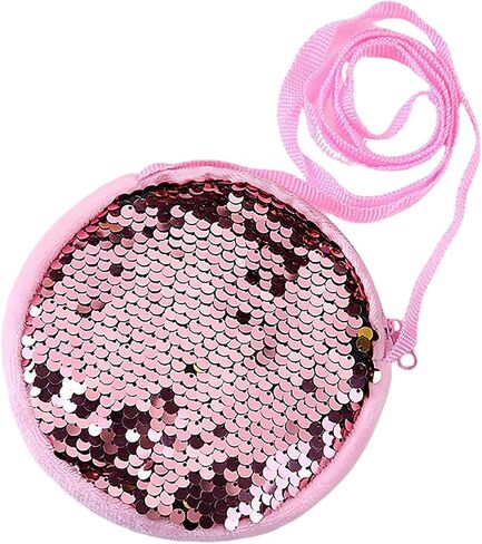Circle Crossbody Bag for Girls Sequin Party Purse Reversible Glitter Coin Wallet Bags Small Shining Change Pouches Kids Gifts (Rainbow Colors) in Saudi Arabia