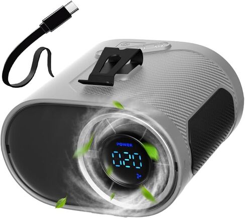2025 New Portable Waist Clip & Personal Belt Fan, Rechargeable Shirt Fan with Light & Retractable Built-in Cable, Adjustable 10600RPM Strong Airflow, 20H Runtime, Hands-Free for Hiker, Worker in Saudi Arabia