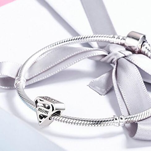 Super Mom, 925 Sterling Silver Charm Bead, Fits European Style Charm Bracelets, Mother’s Day Gift for Mom in Saudi Arabia