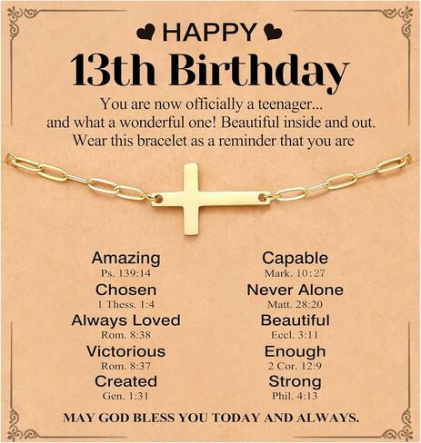 UPROMI 13/16 Year Old Gifts Happy Birthday Gifts for Teen Girls 14K Gold Cross Bracelet in Kuwait