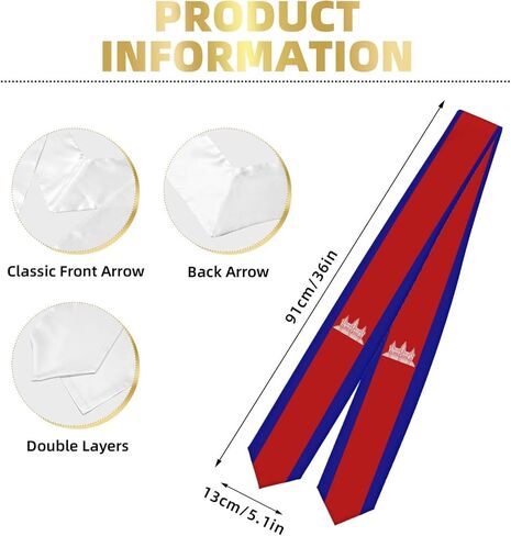 Vintage Graduation Stole Scarf Shawl Sash for Abroad Student International Study in Kuwait