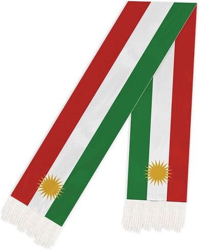 5 FT Kurdish Scarf,150 cm Kurdish National Flag Bandana Shawl,Double Layer Soft Tassel Scarves Wraps in Kuwait