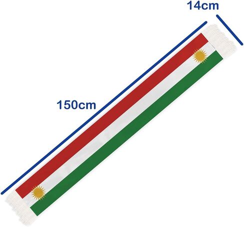5 FT Kurdish Scarf,150 cm Kurdish National Flag Bandana Shawl,Double Layer Soft Tassel Scarves Wraps in Kuwait