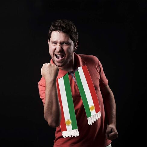 5 FT Kurdish Scarf,150 cm Kurdish National Flag Bandana Shawl,Double Layer Soft Tassel Scarves Wraps in Kuwait