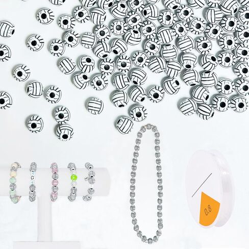 406 pcs Sports Ball Beads for Jewelry Making, Acrylic Sports Beads in Bulk, Baseball, Basketball, Football, Volleyball, Softball, with Box, DIY Handicraft Keychains, Bracelets, etc., GY1002 in Saudi Arabia