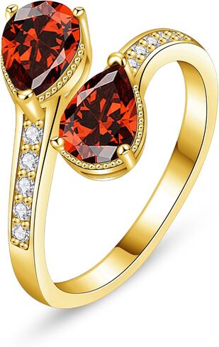 1.6ct Adjustable Women Birthstone Ring, Thickened 14K Gold Plated, Victorian Milgrain Style, Dainty CZ Gemstone Stackable Rings Band Birthday Jewelry Gifts Adjustable (US Size 5-10) in Saudi Arabia