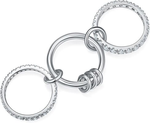 MINDDHA 14K Gold Plated Interlocked Stackable Rings for Women - Statement Multi Ring Stack - Cubic Zirconia Two-Toned Stackable Bands Stacking Jewelry 3 Row Size 4-12 in Saudi Arabia
