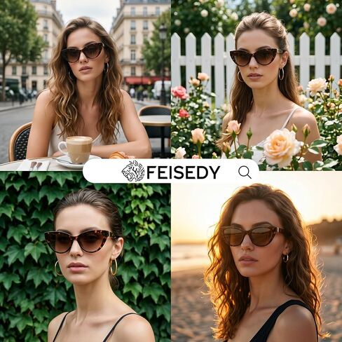 FEISEDY Cat eye Sunglasses with Polarized and UV400 Protection for Women, Retro Stylish for Driving Fishing and Party B0428 in Kuwait