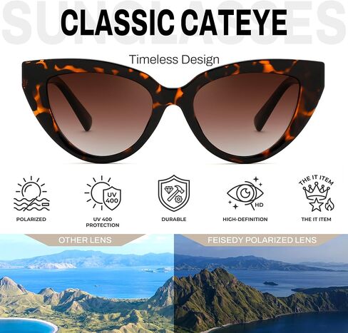 FEISEDY Cat eye Sunglasses with Polarized and UV400 Protection for Women, Retro Stylish for Driving Fishing and Party B0428 in Kuwait