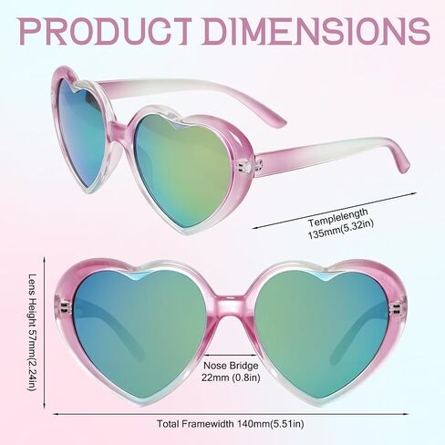 Heart Shaped Polarized Sunglasses Oversized Retro Lens Heart Sunglasses for Women Fashion Gradient Pink Love Eyeglasses Party Beach Cute Sun Glasses in Saudi Arabia