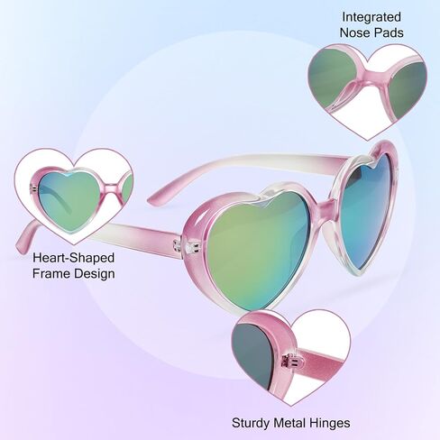Heart Shaped Polarized Sunglasses Oversized Retro Lens Heart Sunglasses for Women Fashion Gradient Pink Love Eyeglasses Party Beach Cute Sun Glasses in Saudi Arabia