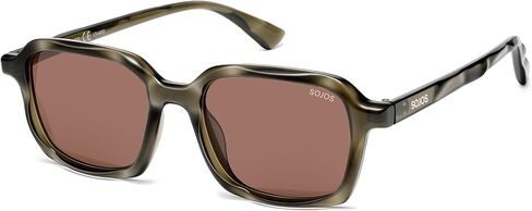 SOJOS Trendy Polarized Square Sunglasses for Women Men,Fashion Rectangle Shades Wavy Pattern Frame UV400 Protected SJ2698 in Saudi Arabia