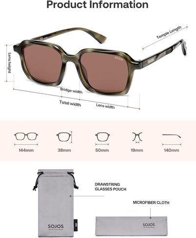 SOJOS Trendy Polarized Square Sunglasses for Women Men,Fashion Rectangle Shades Wavy Pattern Frame UV400 Protected SJ2698 in Saudi Arabia