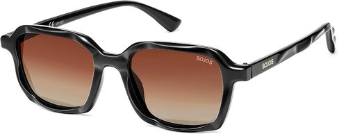 SOJOS Trendy Polarized Square Sunglasses for Women Men,Fashion Rectangle Shades Wavy Pattern Frame UV400 Protected SJ2698 in Saudi Arabia