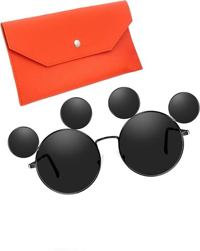 نظارات شمسية بتصميم Mouse Ears للنساء والرجال، نظارات شمسية كرتونية سوداء، ملحقات المتنزهات، حماية من الأشعة فوق البنفسجية in Kuwait