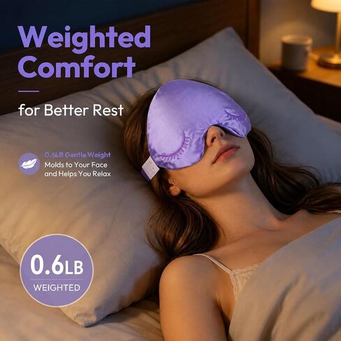 Weighted Eye Mask for Sleeping, Blackout Sleep Mask with Lavender Herbal Filling, Satin Eye Mask for Migraine Relief, Meditation, Relaxation & Stress Relief for Women in Saudi Arabia