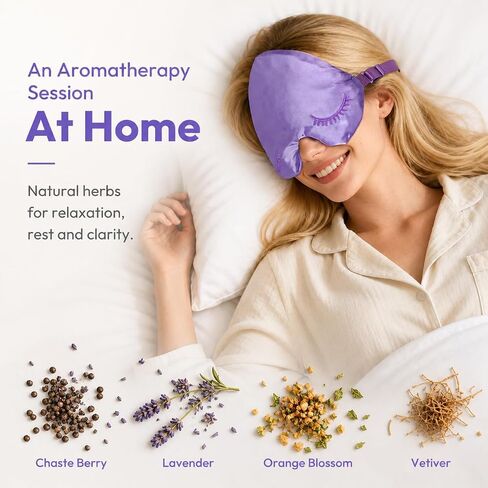 Weighted Eye Mask for Sleeping, Blackout Sleep Mask with Lavender Herbal Filling, Satin Eye Mask for Migraine Relief, Meditation, Relaxation & Stress Relief for Women in Saudi Arabia