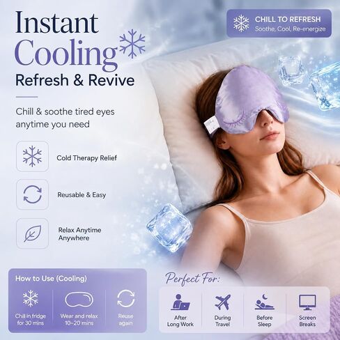 Weighted Eye Mask for Sleeping, Blackout Sleep Mask with Lavender Herbal Filling, Satin Eye Mask for Migraine Relief, Meditation, Relaxation & Stress Relief for Women in Saudi Arabia