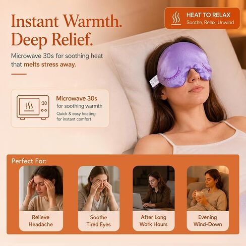 Weighted Eye Mask for Sleeping, Blackout Sleep Mask with Lavender Herbal Filling, Satin Eye Mask for Migraine Relief, Meditation, Relaxation & Stress Relief for Women in Saudi Arabia