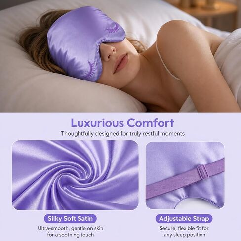 Weighted Eye Mask for Sleeping, Blackout Sleep Mask with Lavender Herbal Filling, Satin Eye Mask for Migraine Relief, Meditation, Relaxation & Stress Relief for Women in Saudi Arabia
