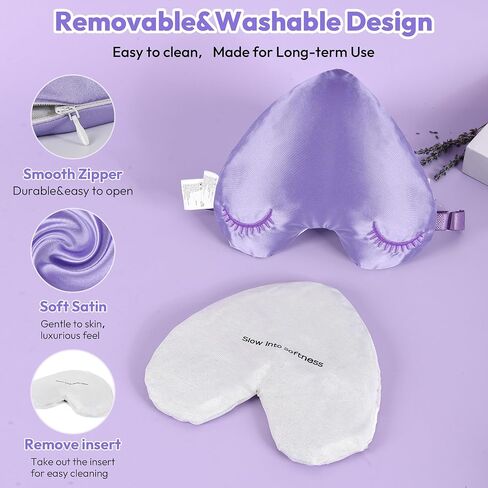 Weighted Eye Mask for Sleeping, Blackout Sleep Mask with Lavender Herbal Filling, Satin Eye Mask for Migraine Relief, Meditation, Relaxation & Stress Relief for Women in Saudi Arabia