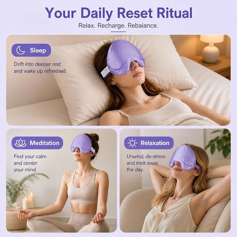 Weighted Eye Mask for Sleeping, Blackout Sleep Mask with Lavender Herbal Filling, Satin Eye Mask for Migraine Relief, Meditation, Relaxation & Stress Relief for Women in Saudi Arabia