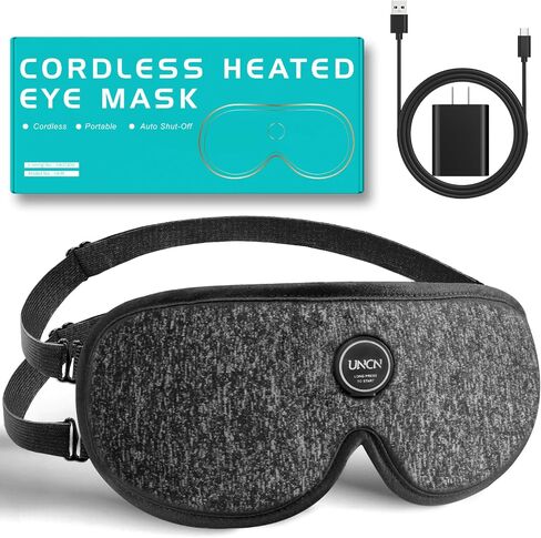 Heated Eye Mask Cordless Warm Eye Compresses for Dry Eyes, Rechargeable Eye Heating Pad with 4 Temperature Settings, Auto Off in Saudi Arabia