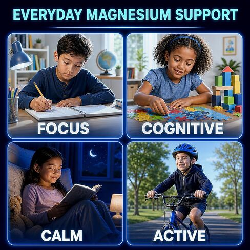 Magnesium Glycinate Gummies 2 Bottles, Sugar-Free for Adults & Kids, Best Magnesium Gummies for Sleep, Stress & Muscle Relief, Supports Bone & Nerve Health, Vegan, Pectin-Based, Blueberry Flavor in Kuwait