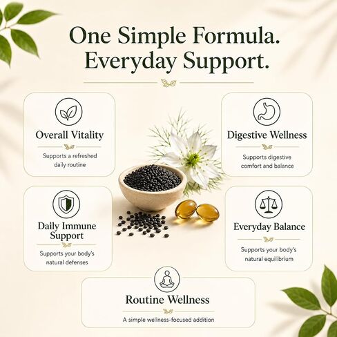 Sabel Ethiopian Black Seed Oil, Cold Pressed Black Seed Oil Capsules, 5% Thymoquinone, Digestive Balance & Daily Wellness Support, Non-GMO, Gluten-Free, 60 Count in Kuwait