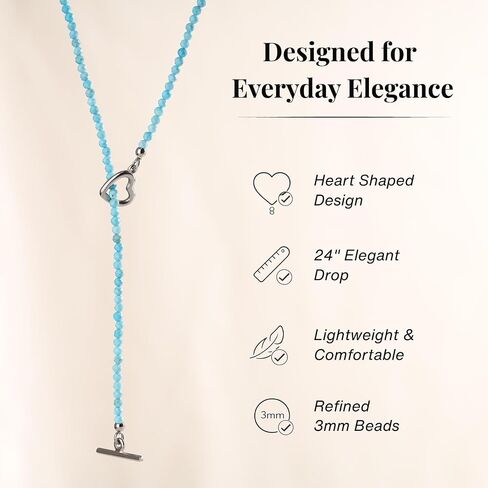 SAMYA Slip Y Necklace for Women, Beaded Necklace with Carnelian, Black Tourmaline & Turquoise, Crystal Necklace 24" in Kuwait