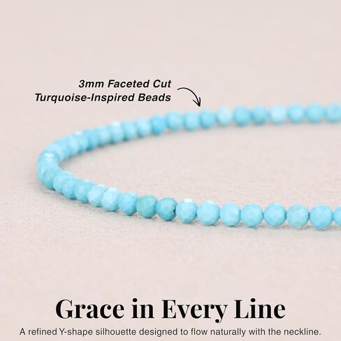 SAMYA Slip Y Necklace for Women, Beaded Necklace with Carnelian, Black Tourmaline & Turquoise, Crystal Necklace 24" in Kuwait