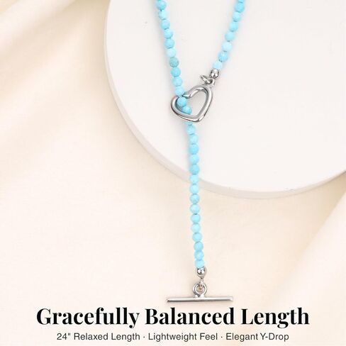 SAMYA Slip Y Necklace for Women, Beaded Necklace with Carnelian, Black Tourmaline & Turquoise, Crystal Necklace 24" in Kuwait