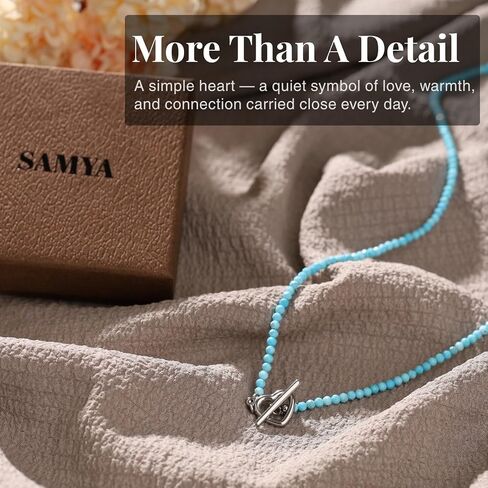 SAMYA Slip Y Necklace for Women, Beaded Necklace with Carnelian, Black Tourmaline & Turquoise, Crystal Necklace 24" in Kuwait