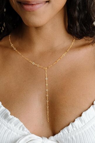 Lariat Gold Necklace for Women,14K Gold Plated Y-Shaped Chain Minimalist Long Necklaces Dainty Simple Drop Chain Necklace Beach Jewelry Gift for Her in Saudi Arabia