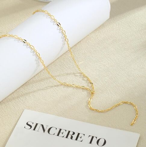 Lariat Gold Necklace for Women,14K Gold Plated Y-Shaped Chain Minimalist Long Necklaces Dainty Simple Drop Chain Necklace Beach Jewelry Gift for Her in Saudi Arabia