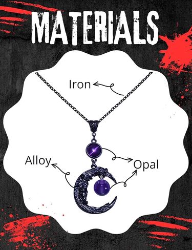 Gothic Necklace Moon Purple Crystal Pendant Necklace for Women Men, Black Necklace Dark Gothic Jewelry Punk Witch Jewelry for Goth Punk Daily Wear in Saudi Arabia