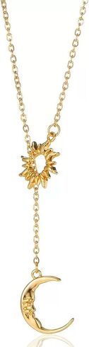 Sun and Moon Necklace for Women Gold Sun Y Lariat Necklace Silver Moon Pendant Necklace Vintage Boho Statement Necklace Y2k Jewelry Costume Accessories in Kuwait