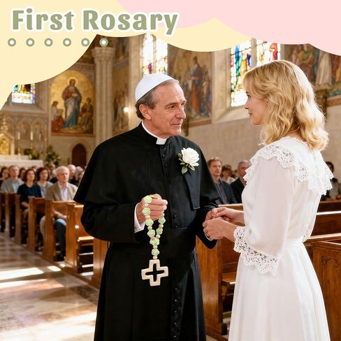 Cross Baptism Silicone Rosary, First Communion Rosary Collection Shower Christian Communion Gifts in Saudi Arabia