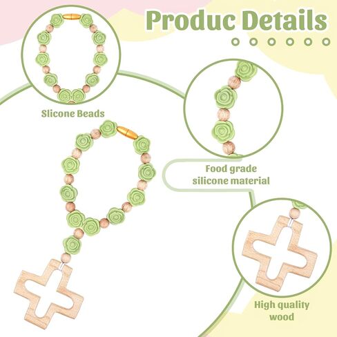 Cross Baptism Silicone Rosary, First Communion Rosary Collection Shower Christian Communion Gifts in Saudi Arabia