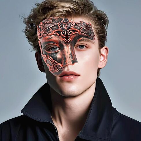 JOYFISCO Masquerade Mask for Men Vintage Half Face Roman Warrior Phantom Of The Opera Mask for Halloween Mardi Gras Prom Ball in Saudi Arabia