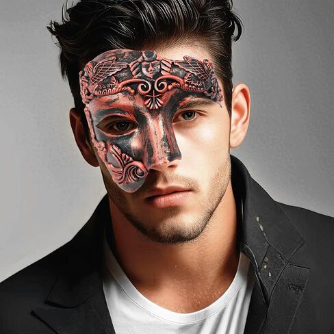 JOYFISCO Masquerade Mask for Men Vintage Half Face Roman Warrior Phantom Of The Opera Mask for Halloween Mardi Gras Prom Ball in Saudi Arabia