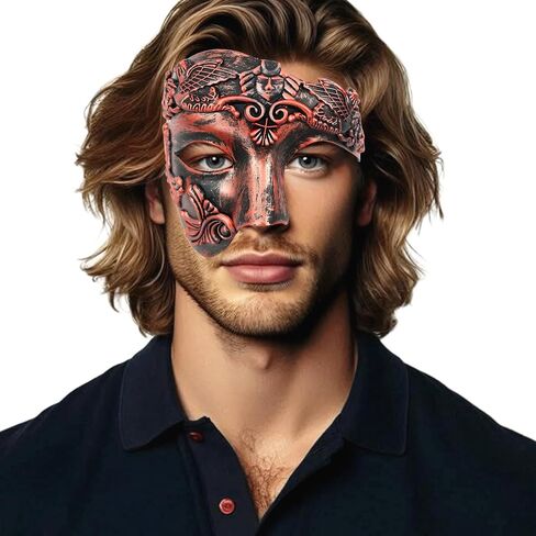 JOYFISCO Masquerade Mask for Men Vintage Half Face Roman Warrior Phantom Of The Opera Mask for Halloween Mardi Gras Prom Ball in Saudi Arabia