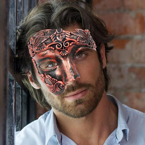 JOYFISCO Masquerade Mask for Men Vintage Half Face Roman Warrior Phantom Of The Opera Mask for Halloween Mardi Gras Prom Ball in Saudi Arabia