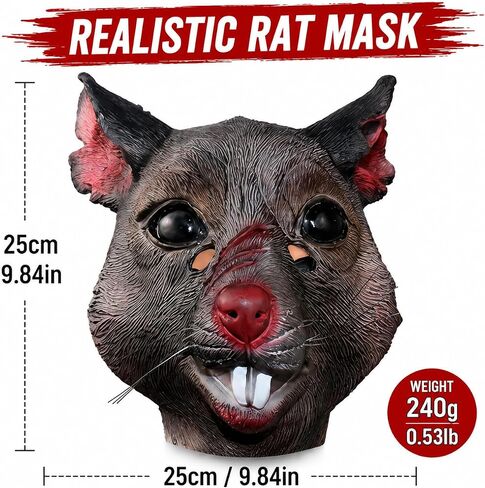 Halloween mask，Latex mouse head mask, animal mouse mask, Halloween costume, party prop in Kuwait